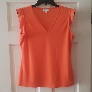 Calvin Klein Orange Ruffle Sleeve Tank Top